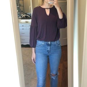 Long Sleeve Bell Sleeve Blouse